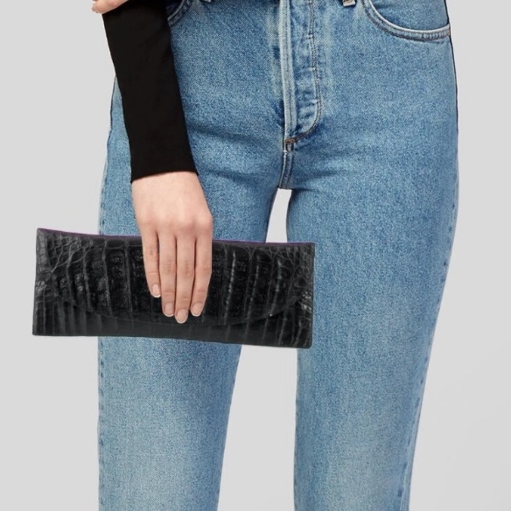 Nancy Gonzalez Vintage Black Crocodile Clutch
